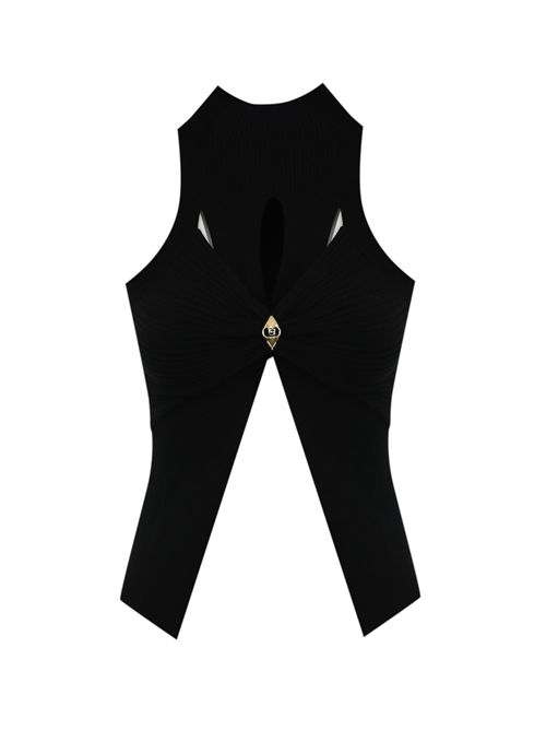 Canotta a costine con cut-out Nero Elisabetta Franchi | TK30B51E2110